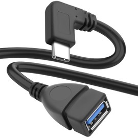 MEIRIYFA USB C auf USB 3.0 Adapter Kabel, 90 Grad USB 3.1 C Stecker auf USB 3.0 A Buchse OTG Kabel 5Gbps Daten-Ladekabel für Phones Tablet Laptop (Schwarz, 0.23m)
