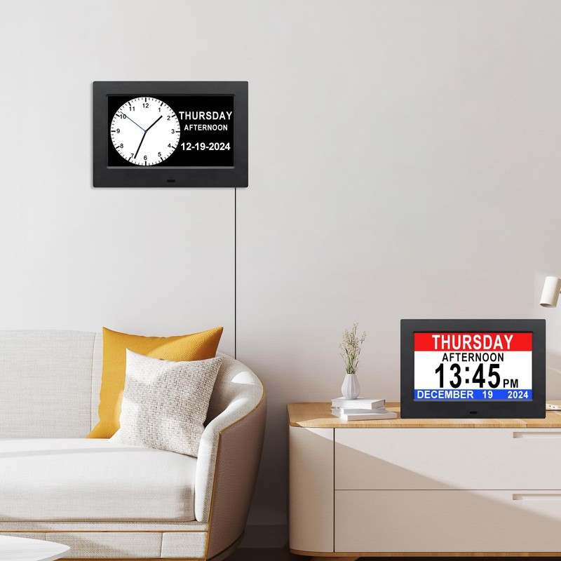 Johnziny Digital Day Clock 7 Inch,Calendar Clock,Dementia Clocks for Seniors,Clock