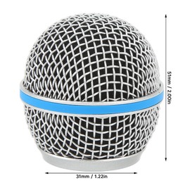 Reemplazo de Cabezal de Bola de Micrófono, Bola de Rejilla de Micrófono con Espuma Interior, Cabezales de Rejilla de Repuesto de Malla de Acero para Micrófono Beta 58A