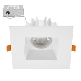 Maxxima 4 in. Low Kelvin Ultra-Thin Square Recessed Anti-Glare LED Downlight, Canless IC Rated, 1200 Lumens, 3 Color Temperature Selectable 2200K/2400K/2700K 3 CCT, Dimmable, Junction Box Included