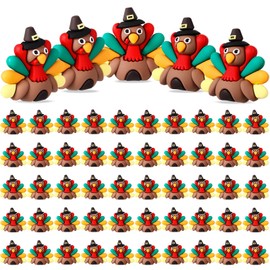 Halloscume 100 Pcs Thanksgiving Mini Turkey Figurine to Hide and Seek Tiny Fall Decor Rubber Miniatures Turkey Ornaments for Autumn Home Table Tray Thanksgiving Decorations