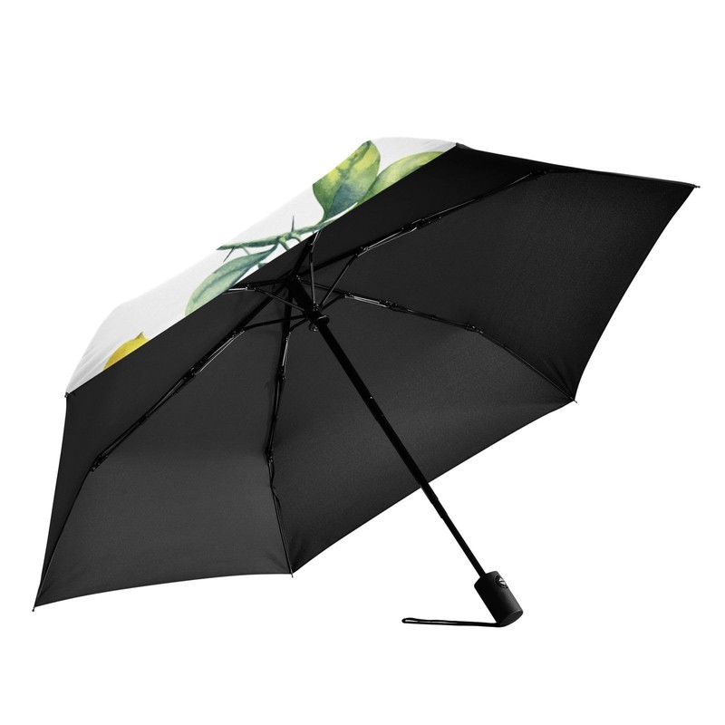 KOCOART Lemons Yellow Travel Umbrella Windproof Automatic Umbrella for Rain