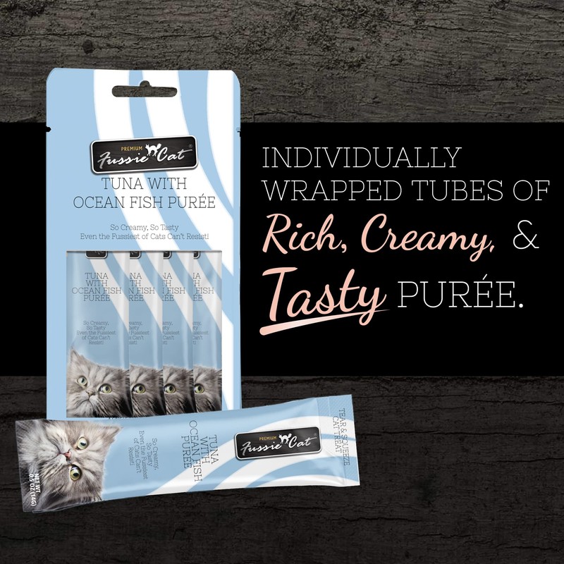 Fussie Cat Tuna with Ocean Fish Puree, lickable cat Treats,