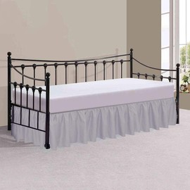 Daybed Skirt with Split Corners Twin Size Dust Ruffle Bedskirt-Bed Skirt for Day beds- Split Corners, Ruffle Gather- Genuine Poly Cotton/Microfiber-12 Inch Bed Skirt Twin Size Light Grey Bed Skirts