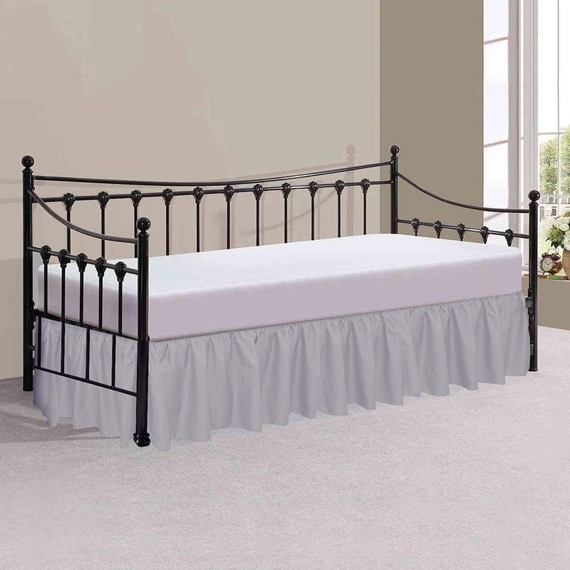 Daybed Skirt with Split Corners Twin Size Dust Ruffle Bedskirt-Bed