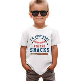 SANIXJOO Toddler Baby Baseballs Shirt Kid Boys Girls I'm Just Here for The Snacks Graphic Tee Tops Summer Clothes(White,3-4T)