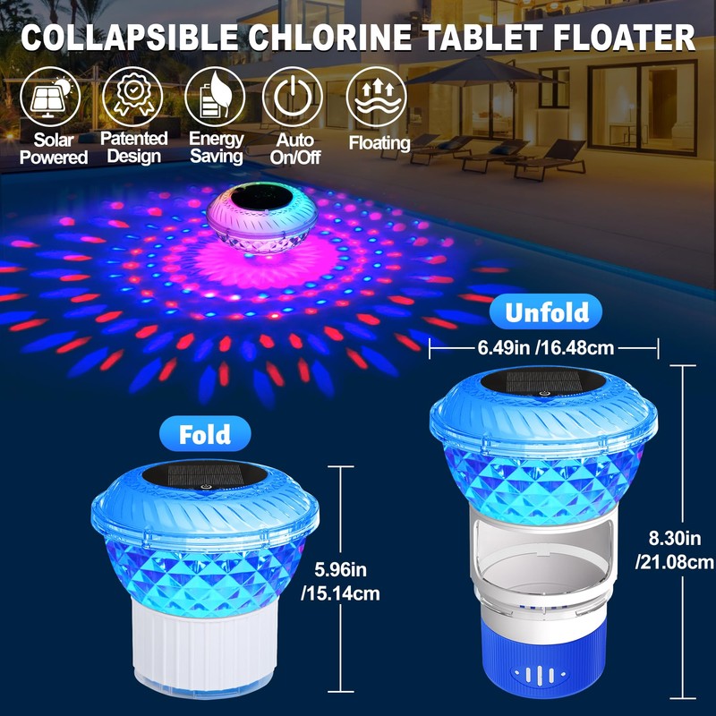 DeeprBling Dosing Float Pool with Marquee Solar Lights, Chlorine Dosing