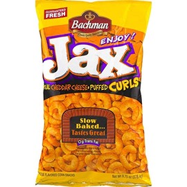 Bachman Jax Cheddar Cheese Puffed Curls 9.75 Oz Bags (4 Bags)