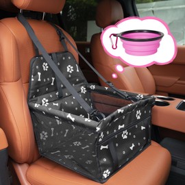 YCHOW-TECH Pet Dog Booster Seat Dog Car Seat Puppy Portable with Clip-On Safety Leash and PVC Support Pipe, Anti-Collapse Sturdy Dog Car Seats, Free Dog Blanket, Free Portable Water Bowl (Black)