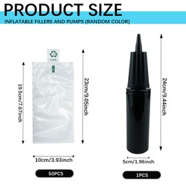 ZJIVQO 50 PCS Packaging Air Bags Air Cushion Bags with Pump Inflatable Air Cushion Inflatable Air Pillows Shockproof Air Cushion Film Blocking Wrap Bag,19.5x10cm/7.67x3.93 Inches