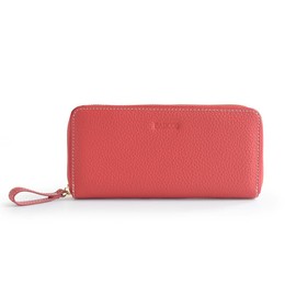 Balcos One Size Women's Round Shrink Leather Wallet, red