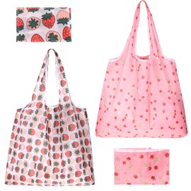 YBEATY 2 Pcs Cute Shopping Bags Reusable Extra Large Foldable Bag Travel Waterproof Totes Pouch Washable Polyester Bag in Pocket Kitchen Daily Grocery Bags Supplies