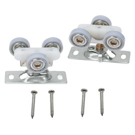 H530 Sliding Pocket Door Rollers Assembly, Sliding Door Wheels Replacement Part with Top Hanger for Johnson Part Hardware Kit, Sliding Door Hardware Kits for Bypass, Closet Doors(2Pack)