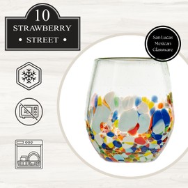 10 Strawberry Street San Lucas Mexican Glassware, Stemless Wine Glass, Set of 4