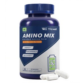 Vicwell Vicwell Amino Acid, Supports Muscle Recovery and Lean Muscle Growth, Enhances Energy and Endurance, NSF Certified, Contains Essential Amino Acids and BCAAs, 90 Capsules (1 Bottles)