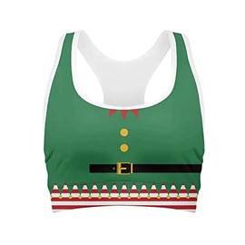 Forchrinse Santa Claus Sport Bras for Women Girls Christmas Seamless Racerback Crop Top Activewear