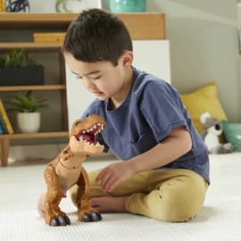 Fisher-Price Imaginext Jurassic World Dinosaur Toy Thrashin’ Action T. rex Figure with Chomping Action for Preschool Kids Ages 3+ Years