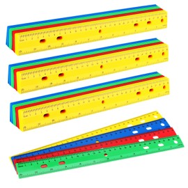 JOIKIT 48 Pack 30cm 4 Coloured Plastic Rulers, 12 Inches Dual Scales Straight Ruler for Office, Home, Red, Green, Blue, Yellow