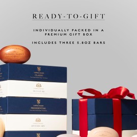 Caswell-Massey Men’s Bar Soap Gift Set - 2571, Woodgrain & Sandalwood - Moisturizing Triple-Milled Body Wash Bars for All Skin Types, Plant-Based & Essential Oils Formula, Made in USA, 3 x 5.8 oz