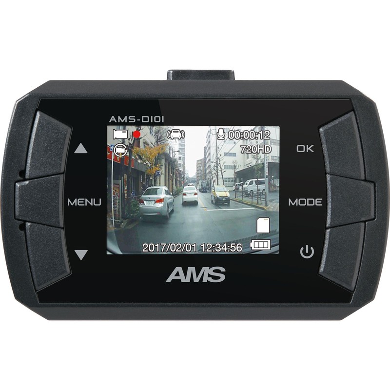 AMS AMS-D101 Dash Camera, 1.5 Inches, 1 Million Pixels, Continuous