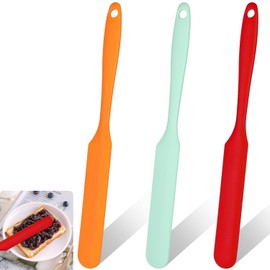3 Stück 24 cm Silikon Spatel Klein Hitzebeständig Küchenschaber Langer Griff Antihaft Gummi Schaber für Kochen, Backen und Rühren