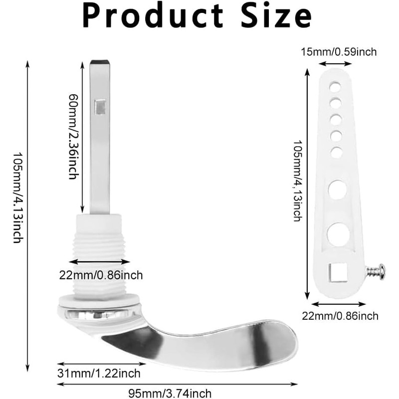 WchoeSS Toilet Flush Handle, Alloy Toilet Cistern Lever Flush Handle