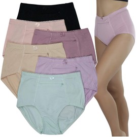 ToBeInStyle Women's High Waisted Zippered Front Pocket Pastel Girdle Panties Briefs - CPP - 4XL