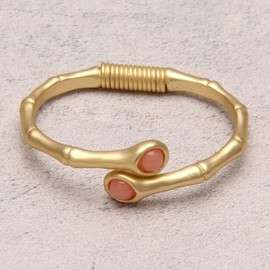 Bjesinmo Gold Cuff Bracelet for Women Silver Beaded Bracelets Open Bangle Stackable Stretch Bead Bracelet Boho Jewelry Gifts for Wife Couple, Medium, Copper, no gemstone