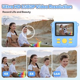 Kids Camera for Boys Girls, Kids Instant Print Camera Toy for 3-14 Year Old, 1080P HD Kids Digital Camera with Photo Paper Birthday Gifts for 3 4 5 6 7 8 9+ Year Old Boy 6 Colour Pens 32GB SD Card