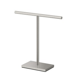 Gatco 1444SN, Modern Rectangle Base Freestanding Countertop Towel Holder, Satin Nickel / 10.50"W x 11.13"H T-Shape Style Countertop Hand Towel Holder for Bathroom, Kitchen/ Fingertip Towel Rack