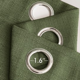 MIULEE Olive Green Faux Linen Textured Curtains 84 Inch Length 2 Panels Set for Living Room Bedroom Privacy Farmhouse Burlap Weave Semi Sheer Grommet Light Filtering Window Drapes, W52xL84