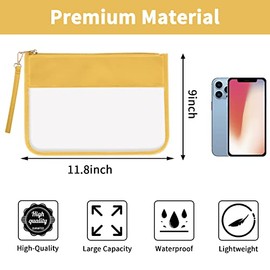 Bolsa transparente con cierre, bolsa de maquillaje transparente para mujeres y niñas, Amarillo