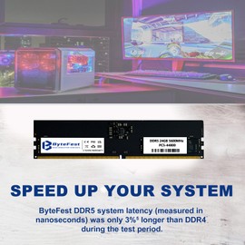 ByteFest 24GB DDR5 RAM 5600MHz PC5-44800 CL46 UDIMM 1.1V 288 Pin die-on ECC Compatible Desktop Computer Upgrade Memory Module RAM