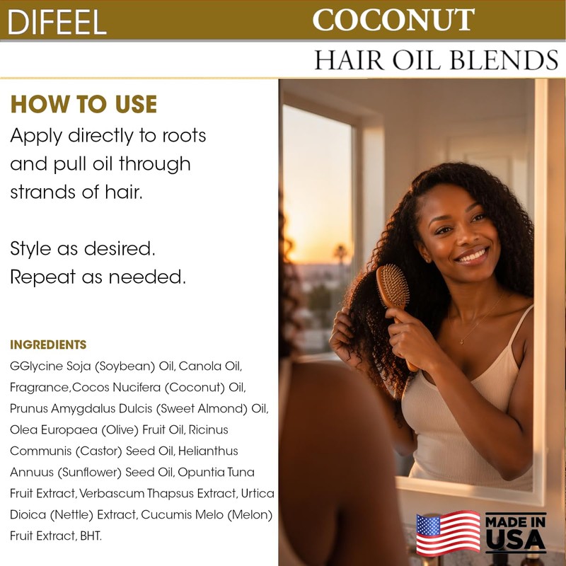 Difeel Coconut Hair Oil Blend 7.1 Ounce ounce