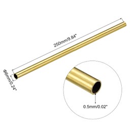 QUARKZMAN Brass Pipe 6 mm AD 0.5 mm Wall Thickness 250 mm Length Round Piping Hoses for Industry DIY Projects