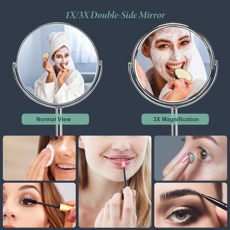Schliersee Magnifying Vanity Makeup Mirror 7 Inch, 360°Rotation Double Sided