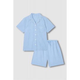 JAJU Seersucker 5-part Pajama Set_Dark Blue