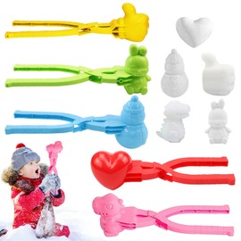 JOKILY Pack of 5 Snowball Shaper, Snowball Clip, Winter Snowball Maker, Plastic Sandball Maker, Winter Snowball Shape Toy, Winter Outdoor Toy for Snowball Fight Games (D)