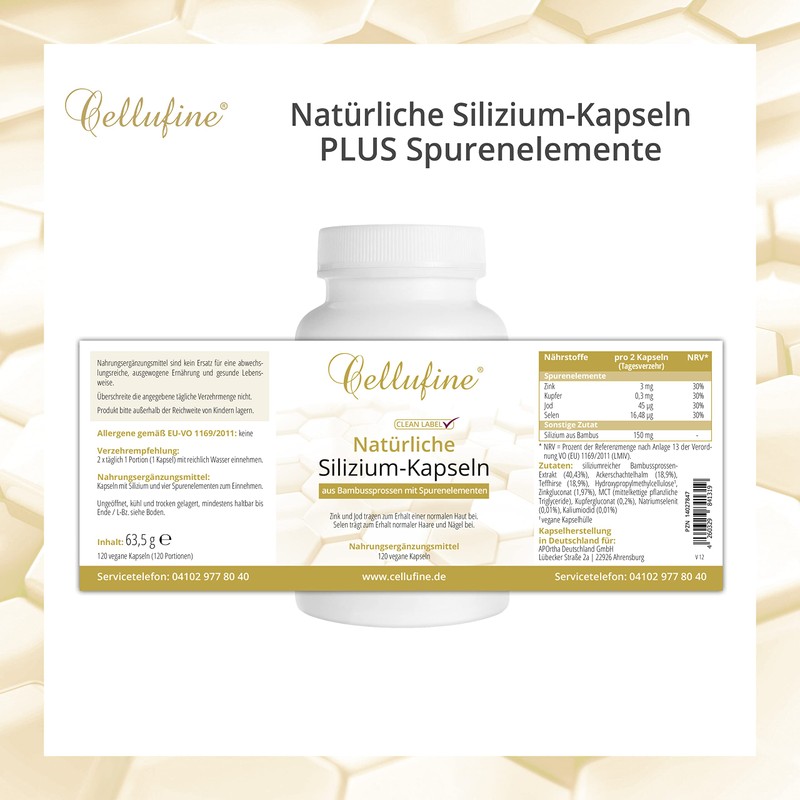 Cellufine® Skincaps Natural Bamboo Silicon 75 mg with Field Horsetail and