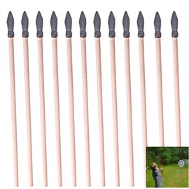 Duoduole 12 Pcs Wood Arrows Handmade Rubber Tip Arrows Archery Target Arrows Shaft Practice Targeting Arrows Training Arrows for DIY Traditional Recurve Bow Longbow Arrow