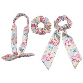 Women Bunny Ear Headband Hair Tie Set, Girls Pink Rabbit Easter Egg Hairband, Easter Ear Hair Accessories Elastic Ponytail Holder Scrunchies TSFD66 (3pcs Set A, One Size)