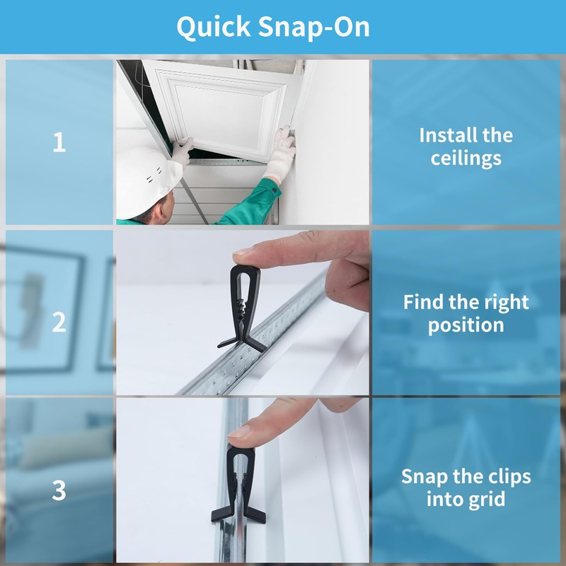 Art3d 50-Pack Hold-Down Clip for Drop Ceiling Tiles, 1.9 x