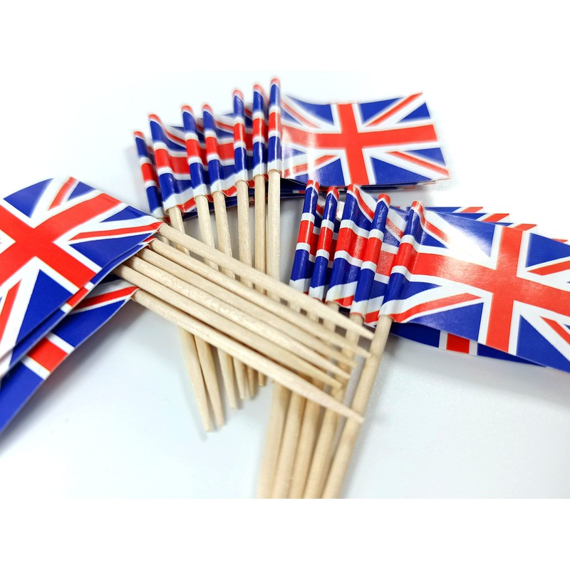 SHATCHI Union Jack Toothpicks British Sandwich Flags Food Cupcake Cocktail