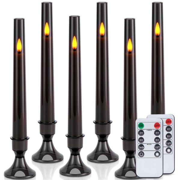 IMAGE Upgraded Flameless Taper Candles, 6-Pack Remote Control Timer Flickering