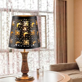 YISUN Metal Lamp Shades Set of 6, Small Chandelier Lamp Shade, Clip On Little Droplight Wall Lamp Candle Lamp Shade(Black/Gold)