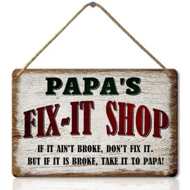 Papa's Fix It Shop Sign Papa Gifts From Grandchildren Christmas Gifts For Papa From Grandkids Papa's Garage Wood Sign Papas Workshop Sign 12" x 8"