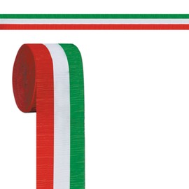 Beistle 6 Piece (30 FT EACH) Red, White & Green Fiesta Crepe Streamer Rolls For Cinco De Mayo Parties, Italian Theme Decorations, Made In USA Since 1900, 2.5" x 30'