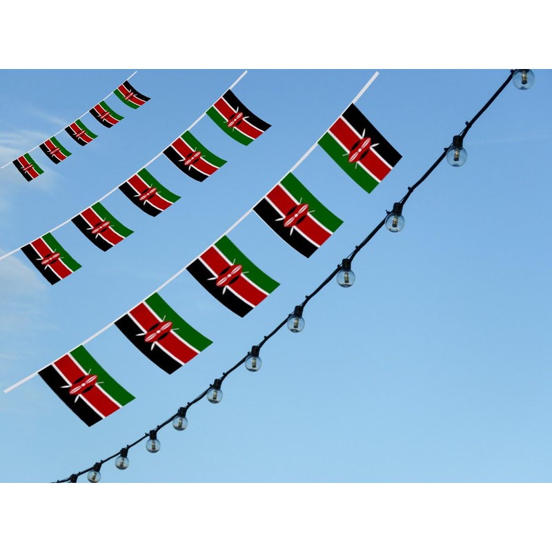 FFILL Kenyan Banner Flag String, Kenya Mini Flag Small Banner,