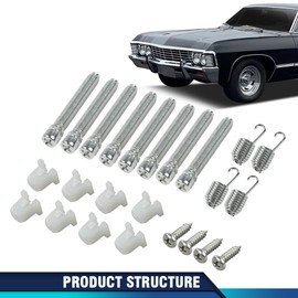PIT66 Headlight Adjusters Kit 1-1/2” Screws Springs 8pcs Compatible with Chevy Impala, Biscayne & Belair 1962-1967