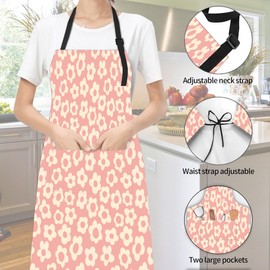 JASAKOO Light Pink Daisies Apron, Bib Apron with Adjustable Neck Waterproof for Women Men, Suitable for Home Kitchen Cooking Waitress Chef Grill Bistro Baking BBQ Hairdresser Cobbler